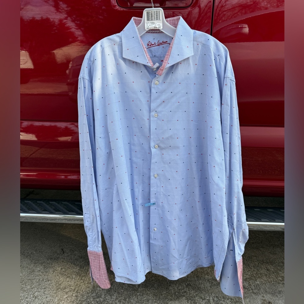 Robert Graham Light Blue Men's Casual Button-Down Shirt